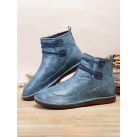 Womens Stitching Slip On Solid Color Slip Resistant Winter Ankle Boots
