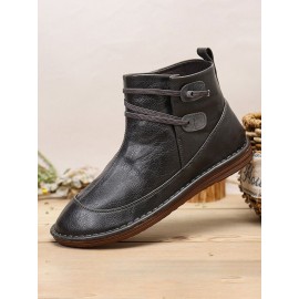 Womens Stitching Slip On Solid Color Slip Resistant Winter Ankle Boots