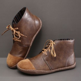 Large Size Women Splicing Lightweight Soft Sole Flat Causal Boots