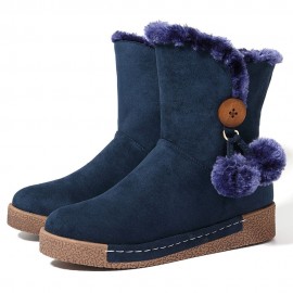 Furry Buckle Decoration Zipper Fur Lining Winter Snow Boots