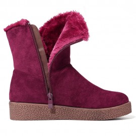 Furry Buckle Decoration Zipper Fur Lining Winter Snow Boots