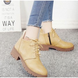 Stacked Heel Lace Up Ankle Boots