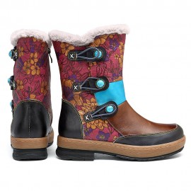 Mongolia Style Plush Genuine Leather Zipper Warm Comfortable Flat Boots