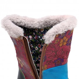 Mongolia Style Plush Genuine Leather Zipper Warm Comfortable Flat Boots