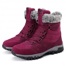 Large Size Women Hook Loop Outdoor Mid Calf Warm Suede Boots