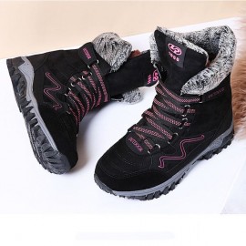 Large Size Women Hook Loop Outdoor Mid Calf Warm Suede Boots