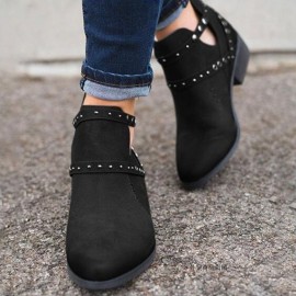 Large Size Women Winter Pointed Toe Zipper Low Heel Short Boots