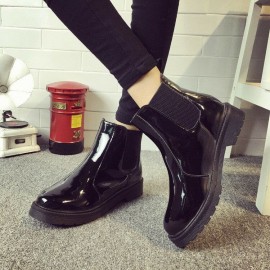 Black Waterproof Ankle Knight European Style Flat Boots
