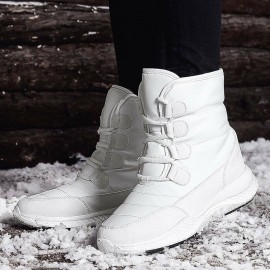 Waterproof Slip Resistant Cross Strap Plush Lining Winter Outdoor Snow Boots