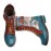 Embossed Genuine Leather Splicing Fancy Pattern Lace Up Zipper Flat Short Boots