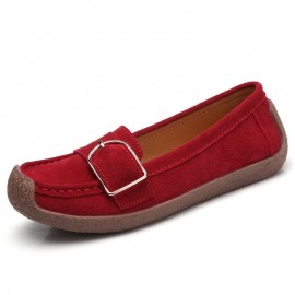 Women Buckle Decoration Comfy Soft Sole Casual Loafers