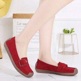 Women Buckle Decoration Comfy Soft Sole Casual Loafers