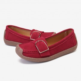 Women Buckle Decoration Comfy Soft Sole Casual Loafers