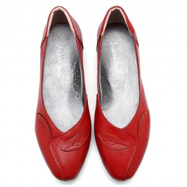 Women Office Leaf Leather Slip On Flats