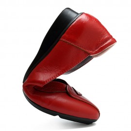 Women Office Leaf Leather Slip On Flats