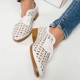 Plus Size Casual Butterfly Knot Hollow White Shoes for Women