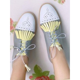 Women Tassel Decor Slip Resistant Casual Ladies Creepers Brogue Shoes