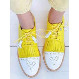 Women Tassel Decor Slip Resistant Casual Ladies Creepers Brogue Shoes