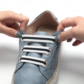 Plus Size Women Comfy Hollow Elastic Band Casual Flat Shoes