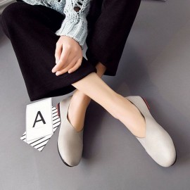 Big Size Leather Comfortable Slip On Lazy Casual Flat Shoes