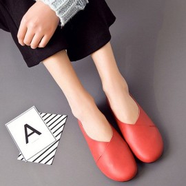 Big Size Leather Comfortable Slip On Lazy Casual Flat Shoes