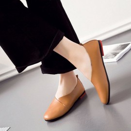 Big Size Leather Comfortable Slip On Lazy Casual Flat Shoes