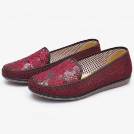 Women Pattern Slip On Breathable Cloth Flat Shoes
