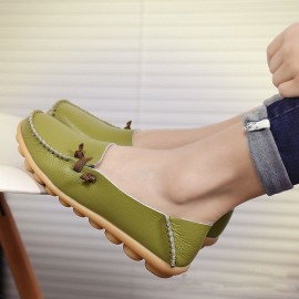 Big Size Comfortable Soft Casual Leather Multi-Way Flat Shoes