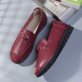 Women Solid Color Slip On Lazy Flat Shoes