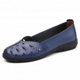 Women Stitching Hollow Comfy Breathable Slip Resistant Casual Slip On Loafers