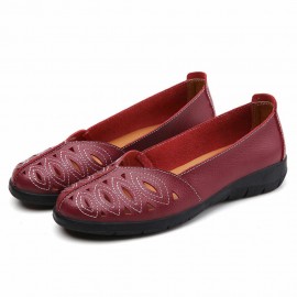 Women Stitching Hollow Comfy Breathable Slip Resistant Casual Slip On Loafers