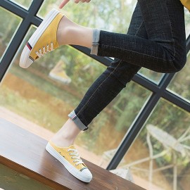 Women Canvas Slip Resistant Half Drag Flat Slip On Casual Shoes