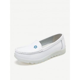 Women Soft Folower White Non-slip Wedges Loafers