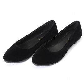 Women Pure Color Round Toe Slip On Flat Ballet Shoes