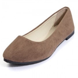 Women Pure Color Round Toe Slip On Flat Ballet Shoes