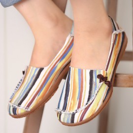 Women Big Size Colorful Pattern Slip On Lazy Soft Sole Comfortable Casual Flat Shoes
