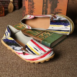 Women Big Size Colorful Pattern Slip On Lazy Soft Sole Comfortable Casual Flat Shoes