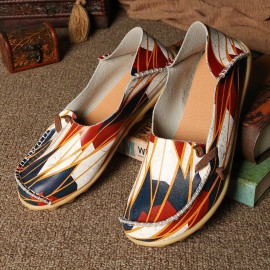 Women Big Size Colorful Pattern Slip On Lazy Soft Sole Comfortable Casual Flat Shoes