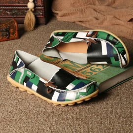 Women Big Size Colorful Pattern Slip On Lazy Soft Sole Comfortable Casual Flat Shoes