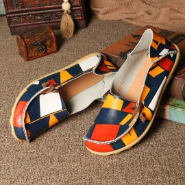 Women Big Size Colorful Pattern Slip On Lazy Soft Sole Comfortable Casual Flat Shoes