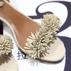 Tassel Vintage Retro Chic Lace Up Peep Toe Square Heel Sandals