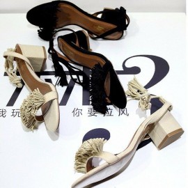 Tassel Vintage Retro Chic Lace Up Peep Toe Square Heel Sandals
