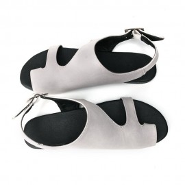 Plus Size Women Casual Clip Toe Hollow Black Buckle Flat Sandals