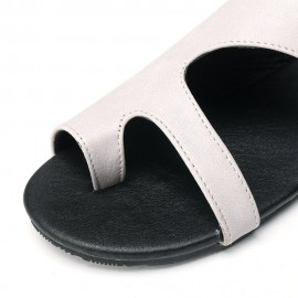 Plus Size Women Casual Clip Toe Hollow Black Buckle Flat Sandals