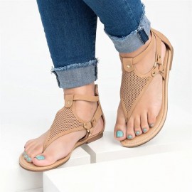Large Size Women Casual Strappy Zipper Clip Toe Sandals