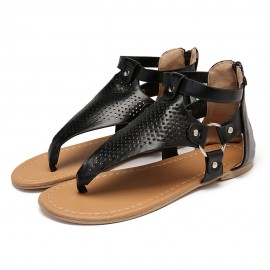 Large Size Women Casual Strappy Zipper Clip Toe Sandals