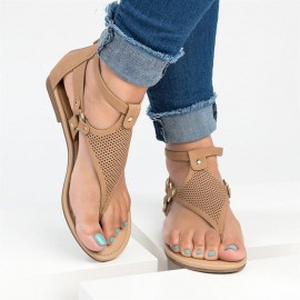 Large Size Women Casual Strappy Zipper Clip Toe Sandals