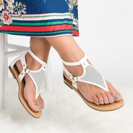 Large Size Women Casual Strappy Zipper Clip Toe Sandals