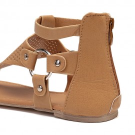 Large Size Women Casual Strappy Zipper Clip Toe Sandals