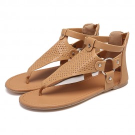 Large Size Women Casual Strappy Zipper Clip Toe Sandals